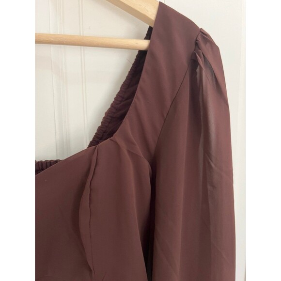 Abercrombie & Fitch Long Sleeve Sweatheart Puff Sleeve Top in Cappucino Size M - Picture 5 of 6